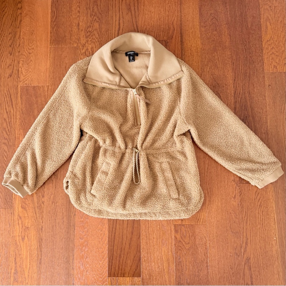 Bailey 44 Teddy Sherpa Half Zip Pullover in Camel size L
